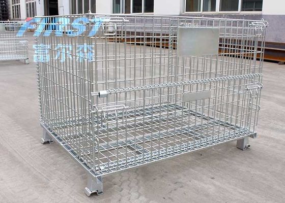 kualitas  Stackable Steel Q235 50*50mm Wire Mesh Box Pallet pabrik