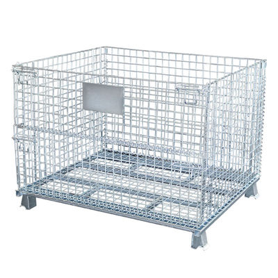 kualitas  Medium Duty 1000KG Capacity 50x50 Folding Wire Mesh Container pabrik