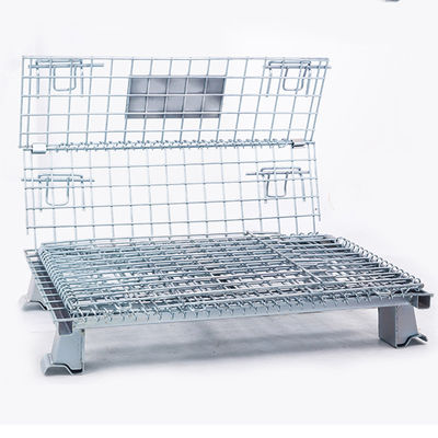 kualitas  Collapsible Workshop 6.0mm Wire Q235 Steel Pallet Cages pabrik