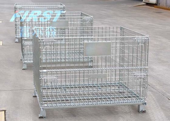 Gudang Kapasitas 800KGS Pallet Kotak Wire Mesh Berwajah Ganda