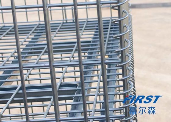 Gudang Kapasitas 800KGS Pallet Kotak Wire Mesh Berwajah Ganda