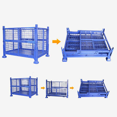 Kapasitas 1500KG Lipat Stackable 6.0mm Wire Mesh Cage